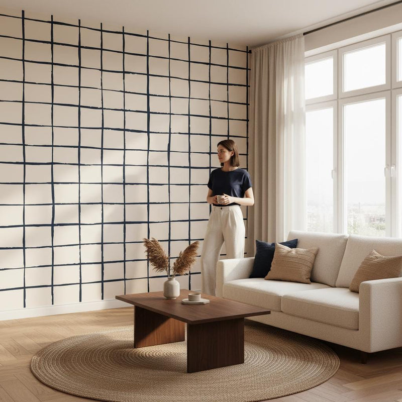 Gingham Wallpaper Hand-Drawn Plaid