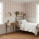 Watercolor Stripe Botanical Wallpaper | Burgundy Cream | Peel and Stick or Traditional