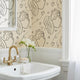 Cherub angel wallpaper peel and stick  cream line art wallpaper