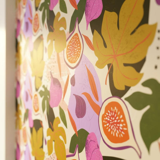 Fancy wallpaper colorful | Mediterranean fruit monstera botanical | peel and stick removable wallpaper