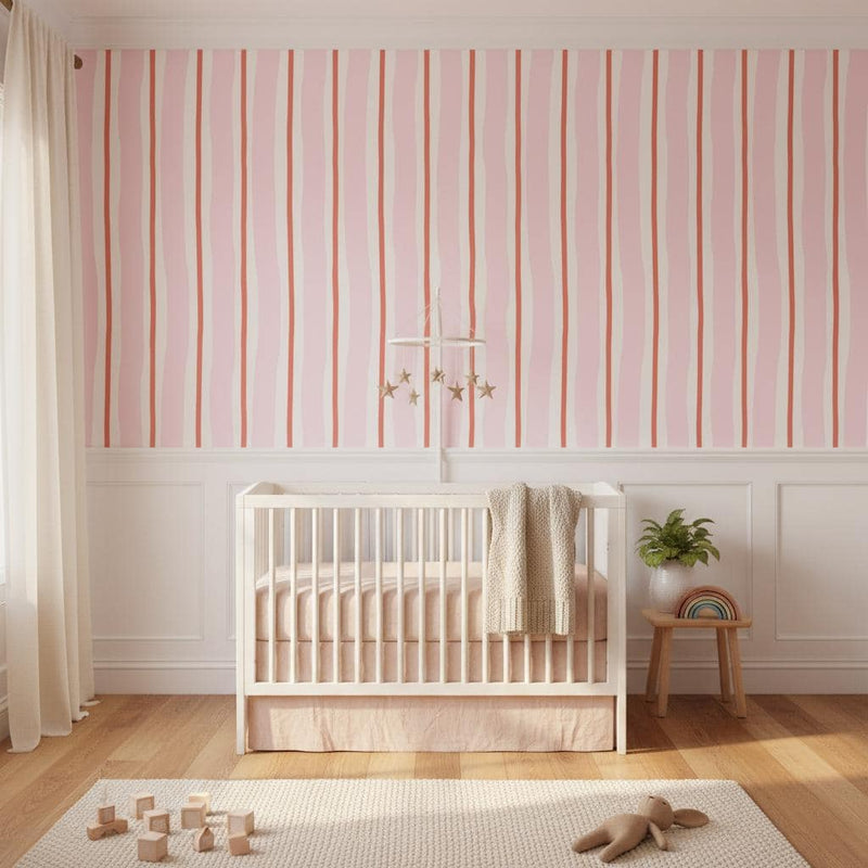 Pink stripe peel and stick wallpaper, peel and stick or non woven wallpaper