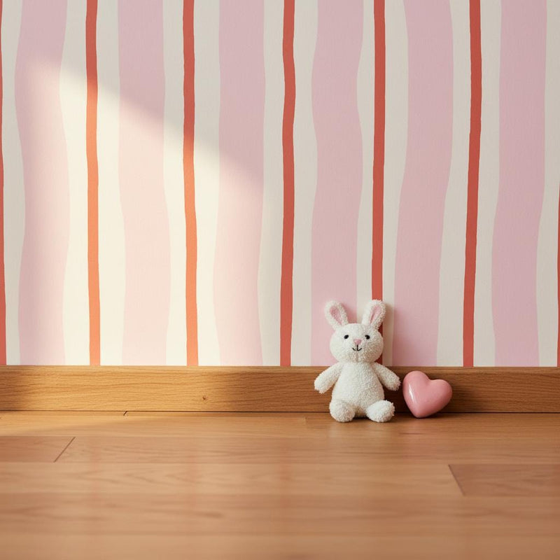 Pink stripe peel and stick wallpaper, peel and stick or non woven wallpaper