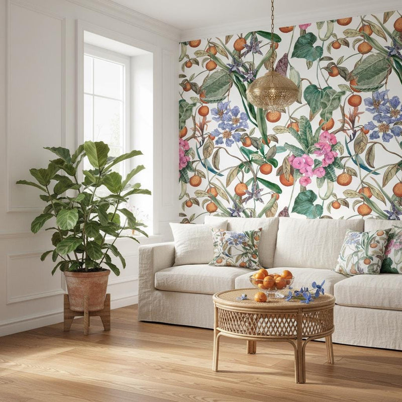 Botanical Peel and Stick Wallpaper | Floral Wall Mural | Grandmillennial Garden Wallpaper