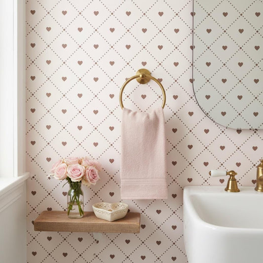 Blush Pink heart Wallpaper  Peel and Stick or non woven