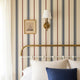Striped Peel and Stick Wallpaper Navy Blue, Classic Decor