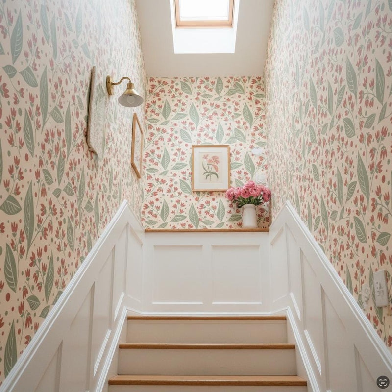 Botanical floral wallpaper, peel and stick or non-woven
