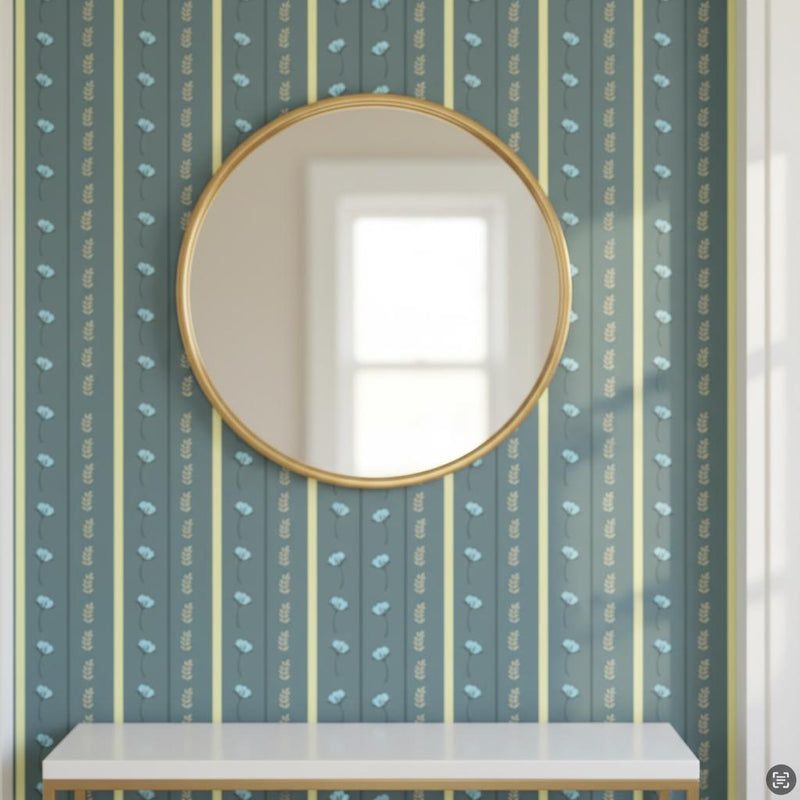 Striped Flower Wallpaper Peel & Stick Removable Line