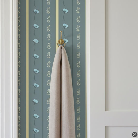 Striped Flower Wallpaper Peel & Stick Removable Line