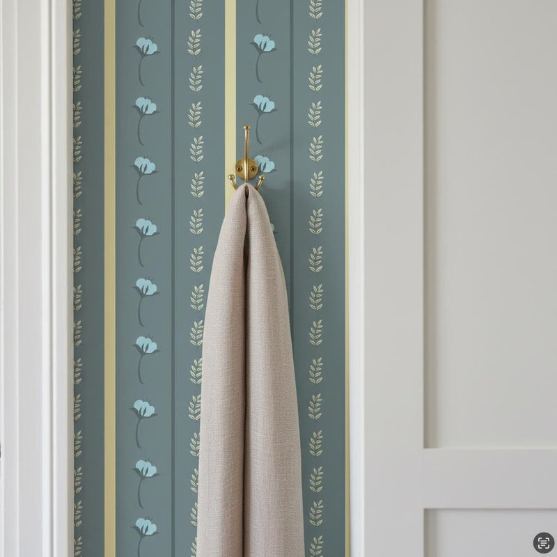Striped Flower Wallpaper Peel & Stick Removable Line