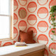 Retro Wallpaper Peel and Stick or classic,  Terracotta Geometric Wall Decor