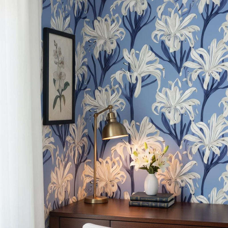 Lily Wallpaper Peel and Stick, Botanical Floral Hamptons Wall Decor