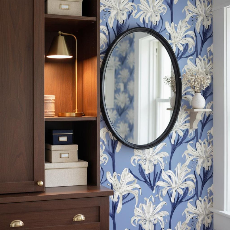 Lily Wallpaper Peel and Stick, Botanical Floral Hamptons Wall Decor