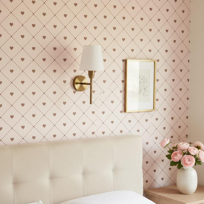 Blush Pink heart Wallpaper  Peel and Stick or non woven