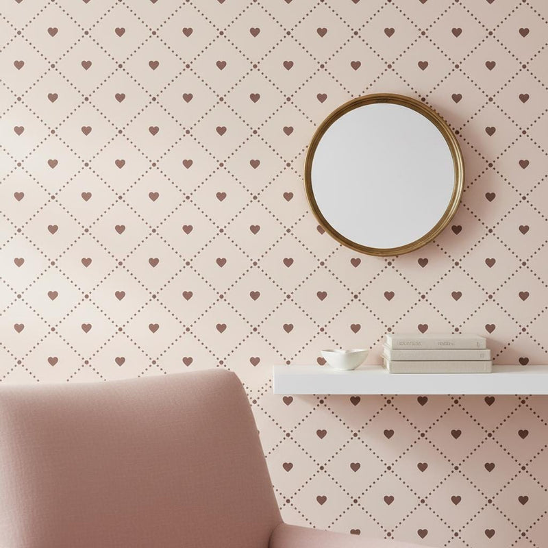 Blush Pink heart Wallpaper  Peel and Stick or non woven