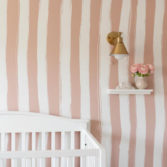 Dusty Rose Stripe Peel and Stick Wallpaper or Non woven