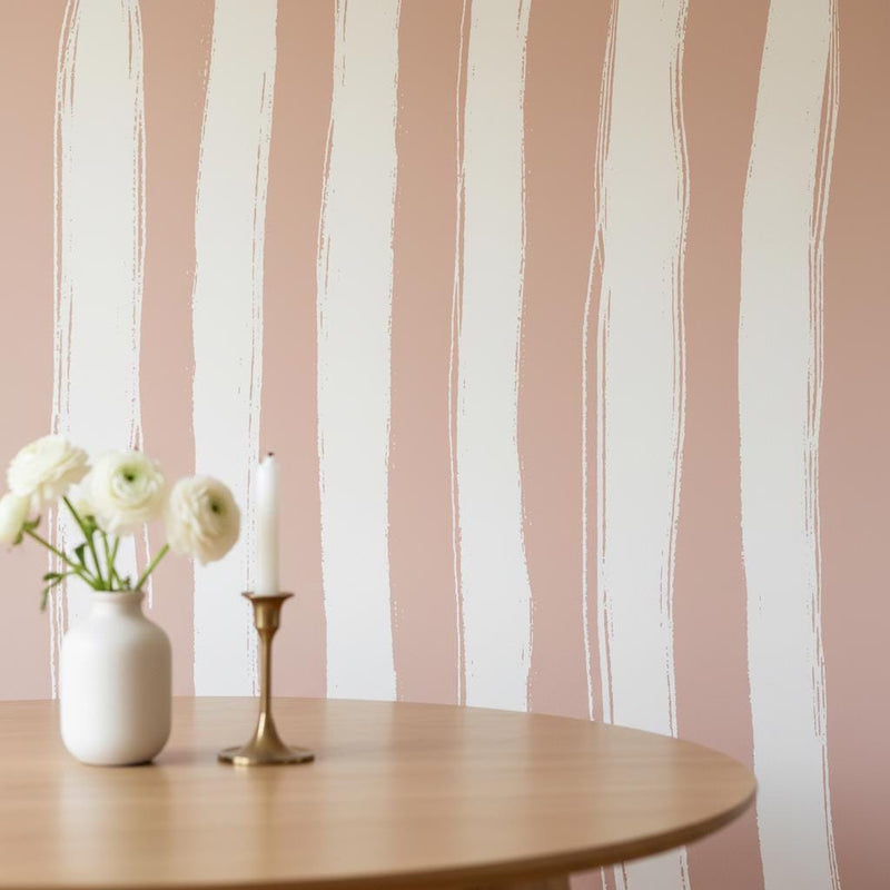 Dusty Rose Stripe Peel and Stick Wallpaper or Non woven