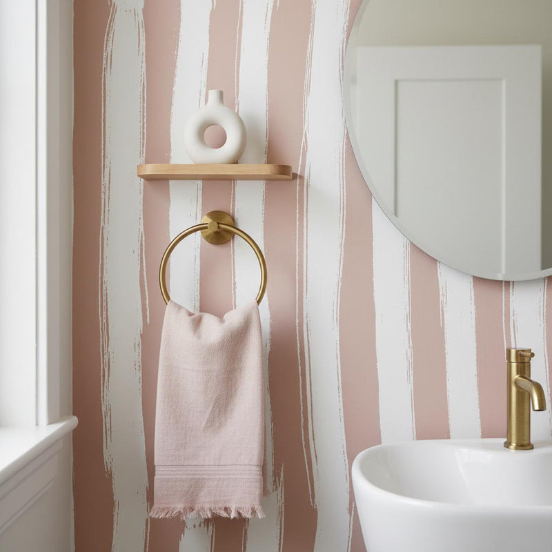 Dusty Rose Stripe Peel and Stick Wallpaper or Non woven