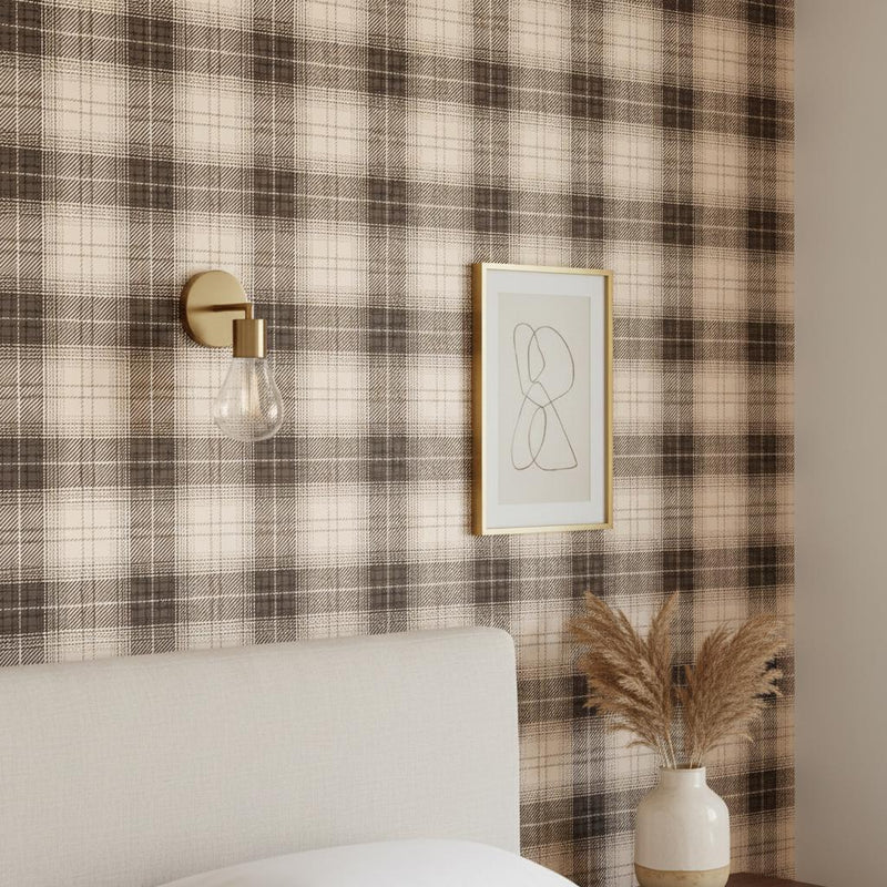 Brow Plaid Peel and Stick Wallpaper