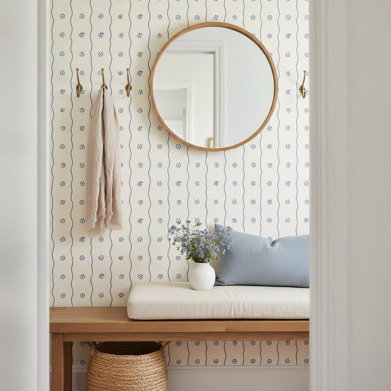 Ditsy Floral  Peel and Stick Stripe Wallpaper