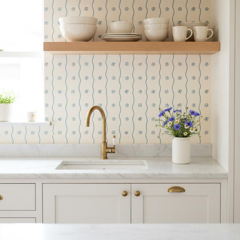 Ditsy Floral  Peel and Stick Stripe Wallpaper