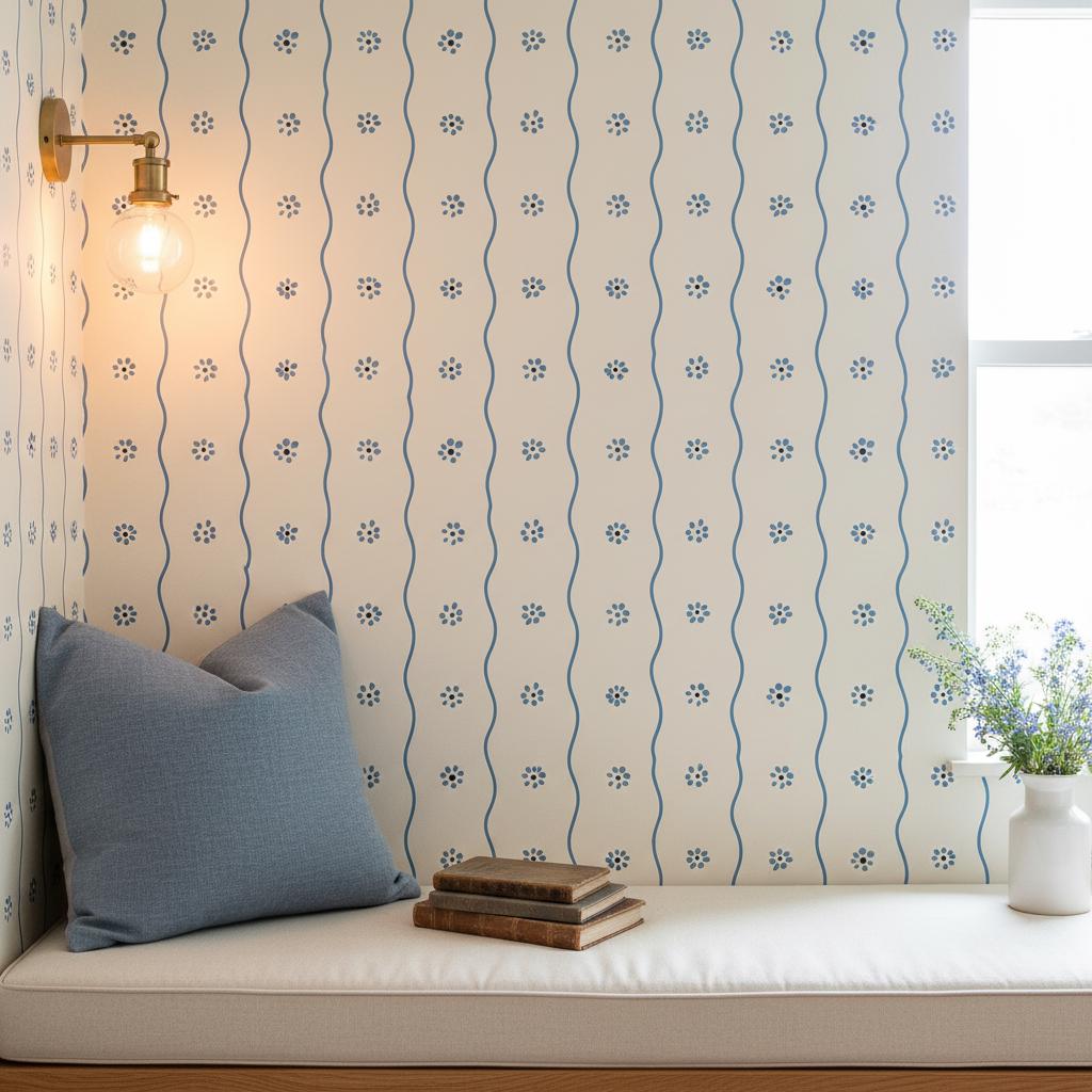 Ditsy Floral  Peel and Stick Stripe Wallpaper