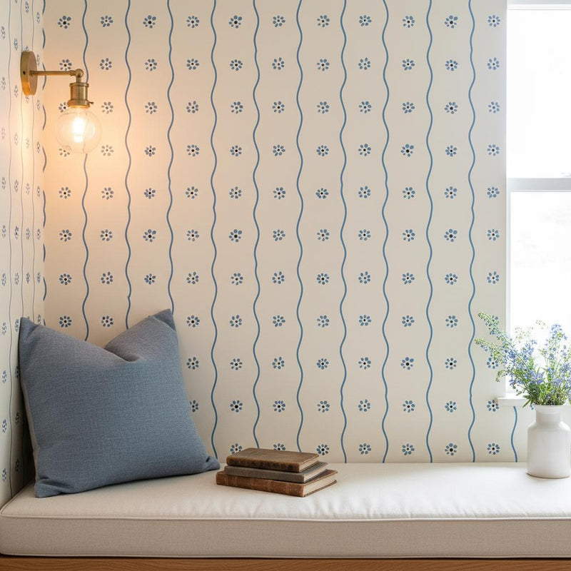 Ditsy Floral  Peel and Stick Stripe Wallpaper