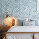 Blue Toile Wallpaper Peel and Stick, Romantic Wall Decor
