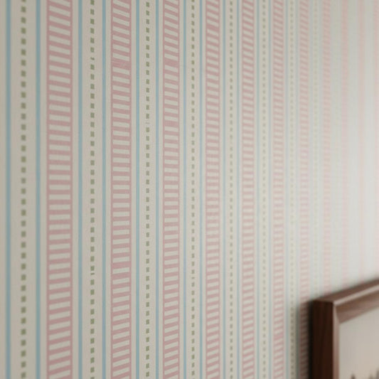 Pastel stripe peel and stick wallpaper pink blue cottagecore wall decor