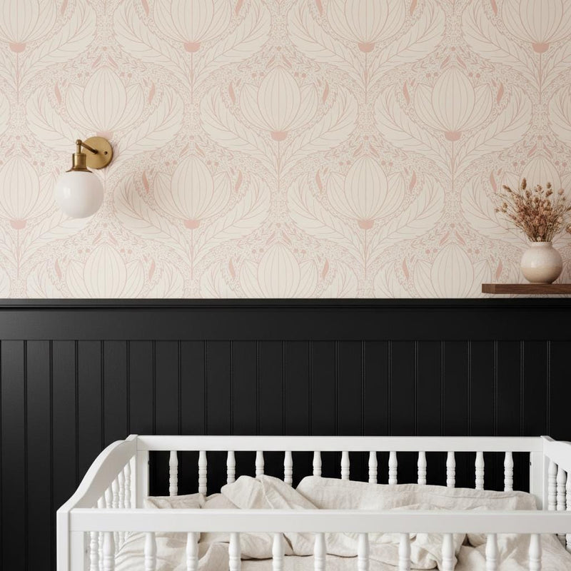 Blush Pink Art Nouveau Wallpaper Peel and Stick or classic