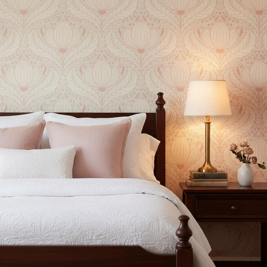 Blush Pink Art Nouveau Wallpaper Peel and Stick or classic