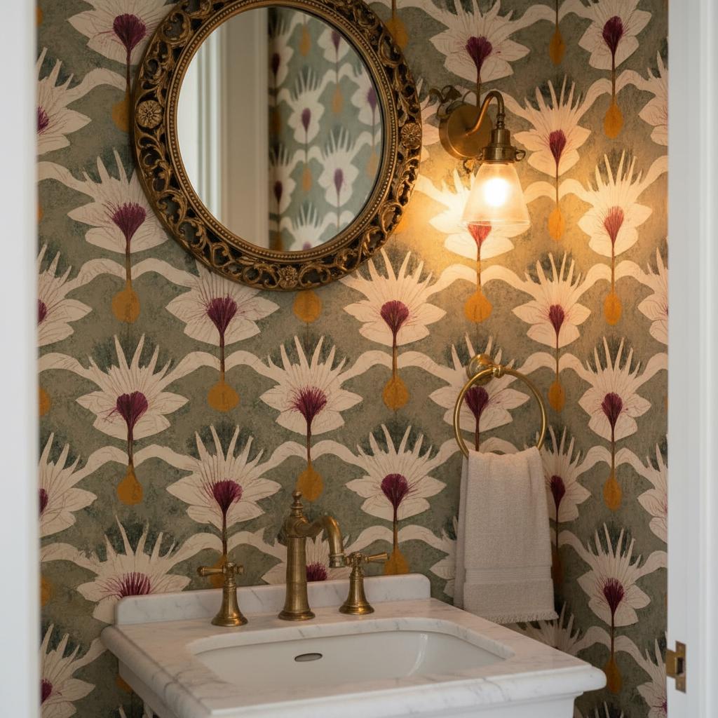 Art Nouveau Wallpaper Peel and Stick Botanical Maximalist Wall Decor