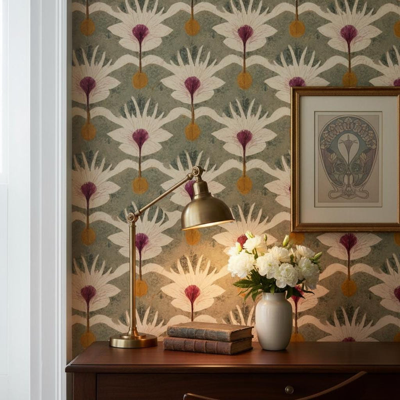 Art Nouveau Wallpaper Peel and Stick Botanical Maximalist Wall Decor