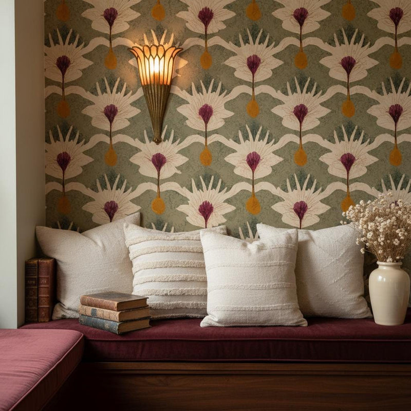 Art Nouveau Wallpaper Peel and Stick Botanical Maximalist Wall Decor