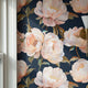 Dark Navy Peony Wallpaper Peel and Stick, Blush Pink Floral Maximalist Wallpaper