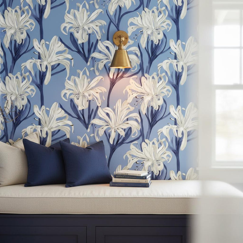 Lily Wallpaper Peel and Stick, Botanical Floral Hamptons Wall Decor