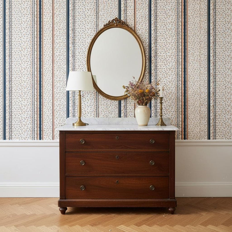 Floral stripe peel and stick wallpaper or traditional