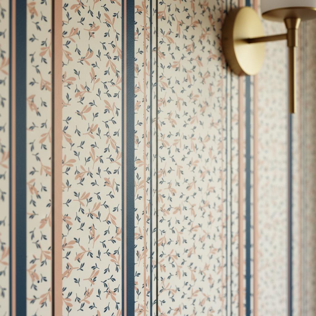 Floral stripe peel and stick wallpaper or traditional