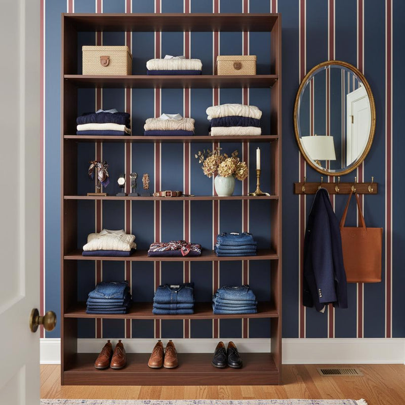 Navy stripe peel and stick or traditional wallpaper