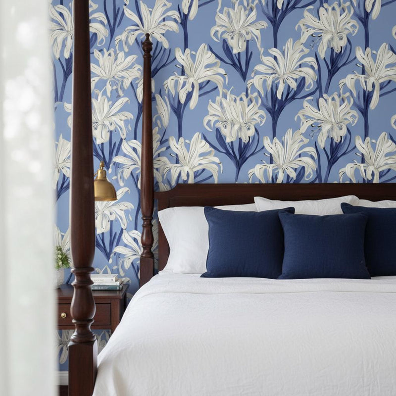 Lily Wallpaper Peel and Stick, Botanical Floral Hamptons Wall Decor