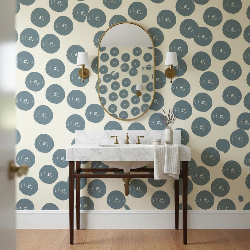 Large polka dot wallpaper peel and stick or non woven | modern farmhouse wall decor