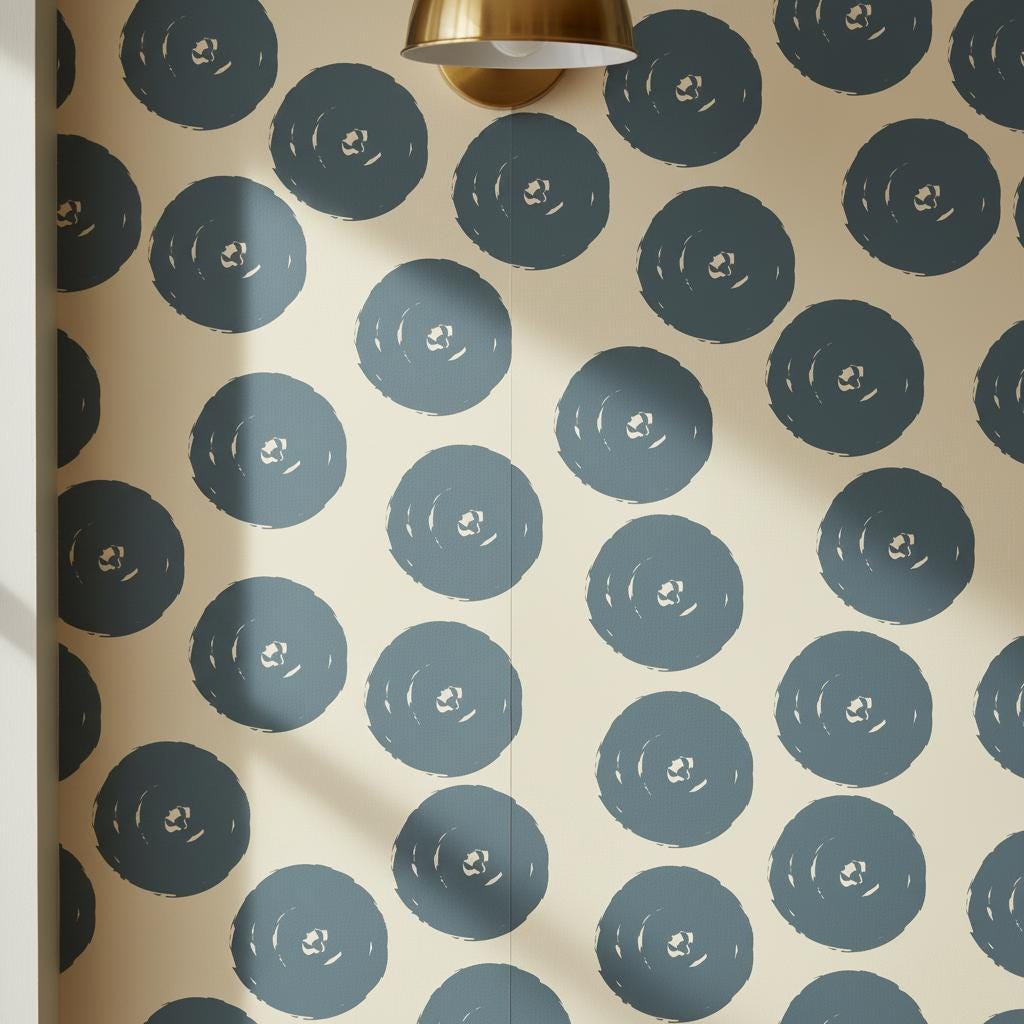Large polka dot wallpaper peel and stick or non woven | modern farmhouse wall decor