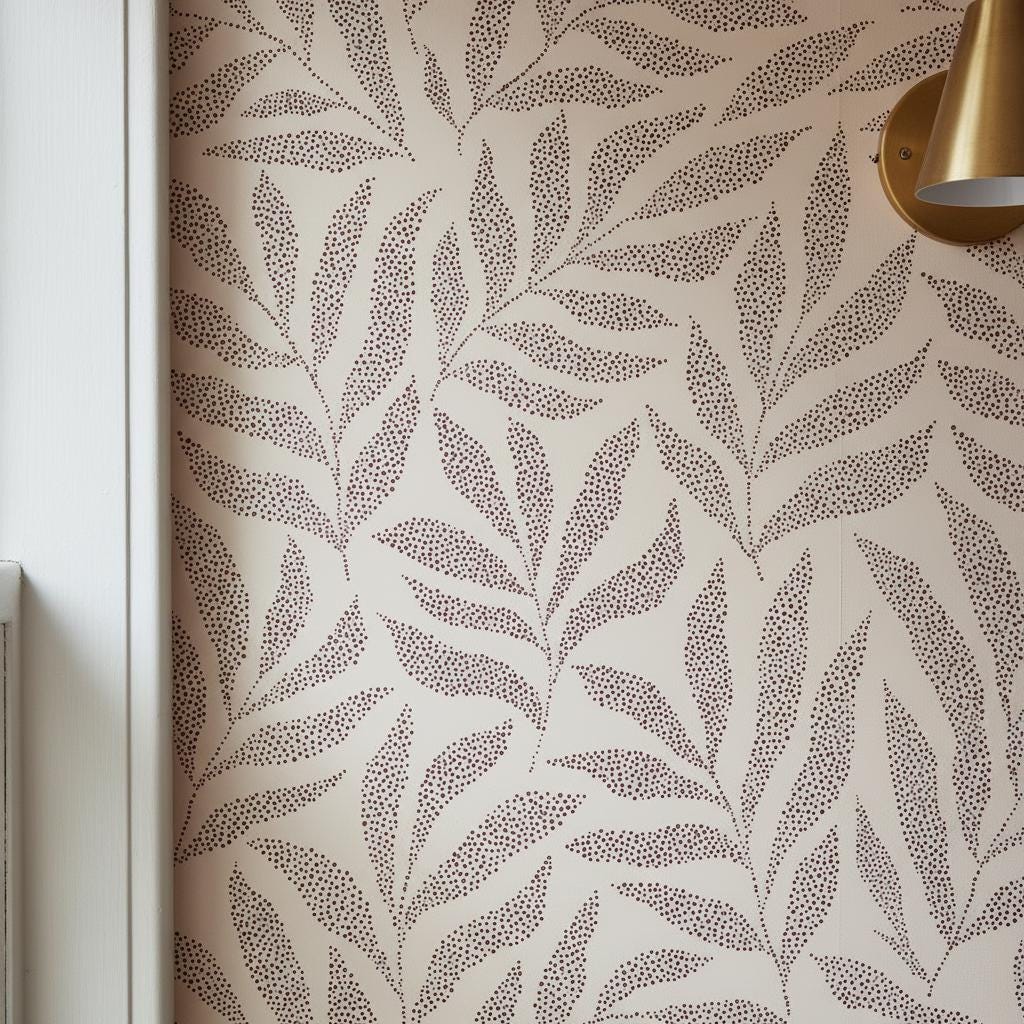 Leaf peel and stick or traditional wallpaper | botanical wall decor
