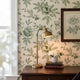 Green Toile Wallpaper Peel and Stick, Botanical Wallpaper