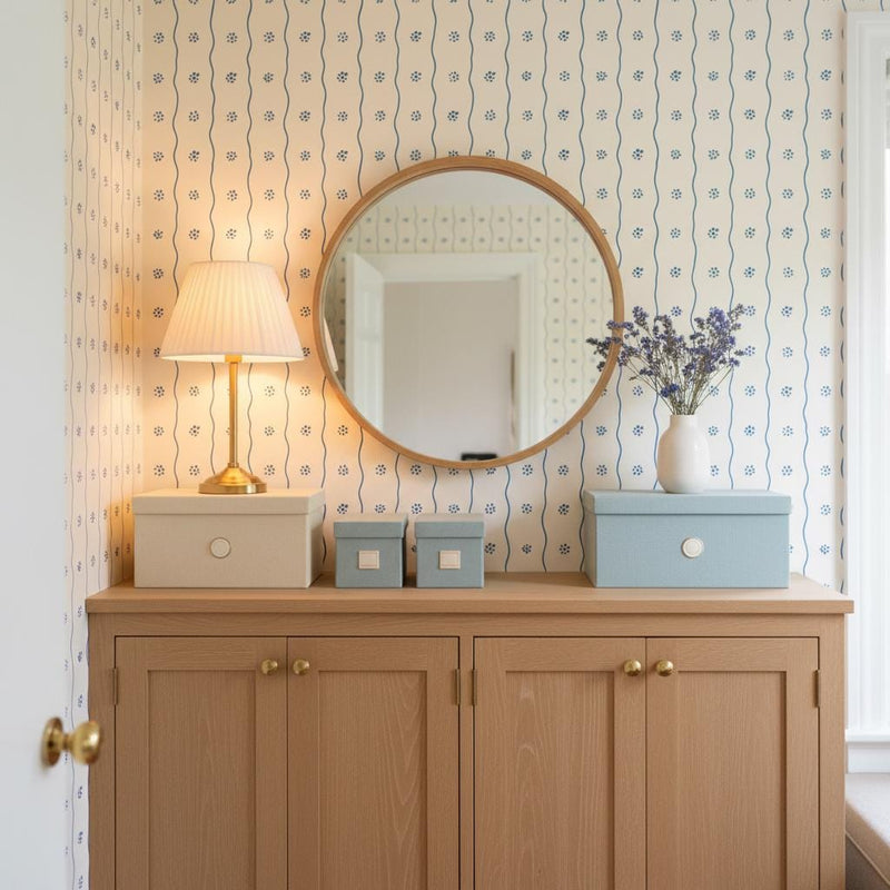 Ditsy Floral  Peel and Stick Stripe Wallpaper