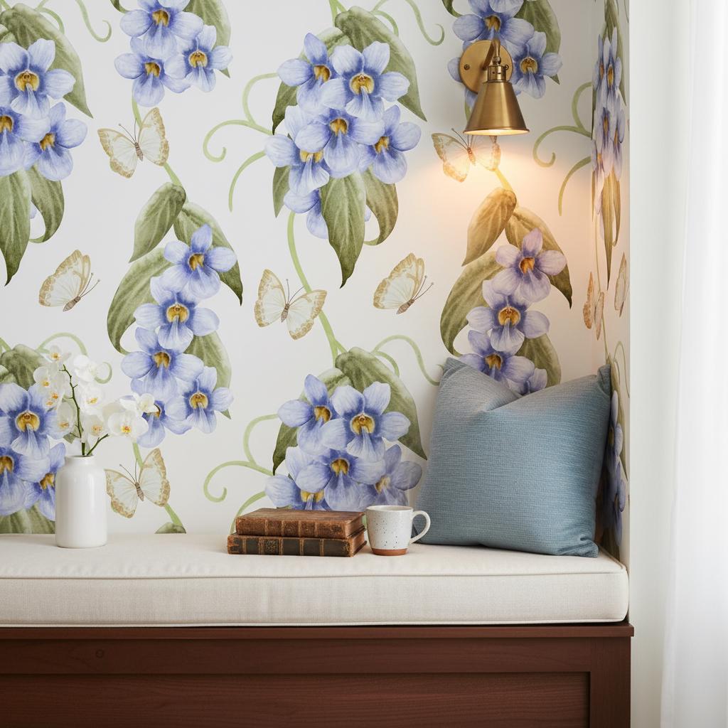 Orchid Wallpaper Peel and Stick, Botanical Romantic Wall Decor