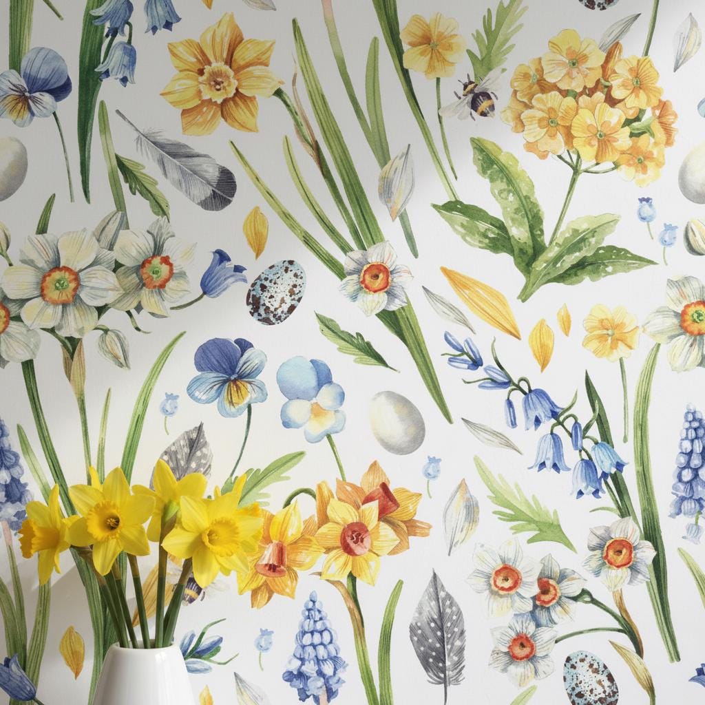 Spring Floral Wallpaper Peel and Stick or Classic