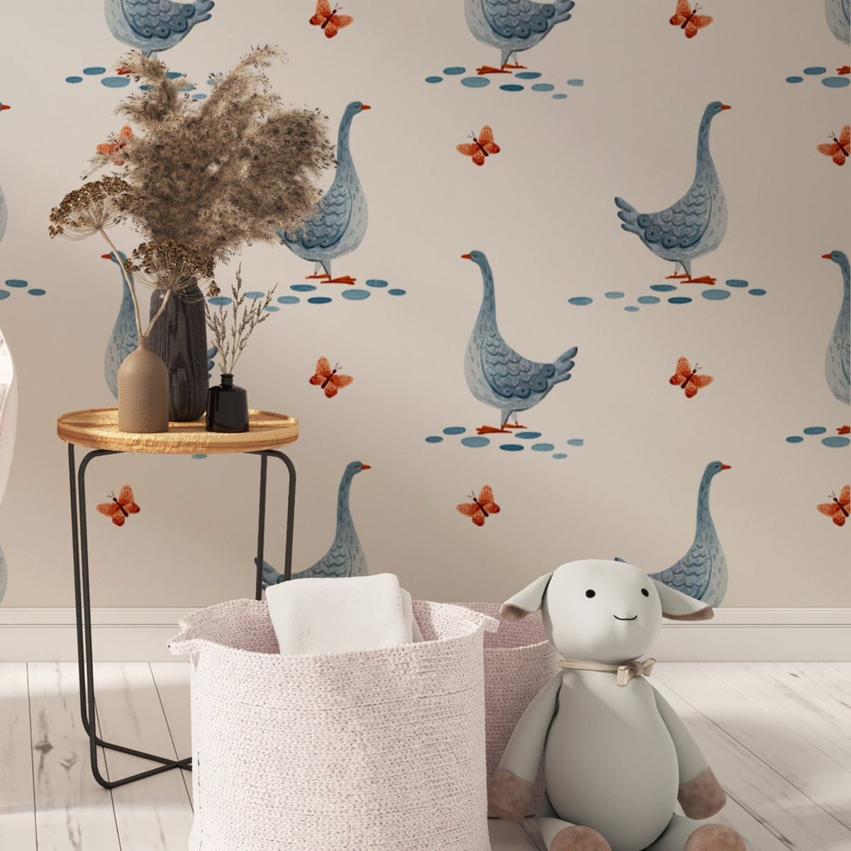 Kids wallpaper vintage goose peel and stick mural, nursery decor ...