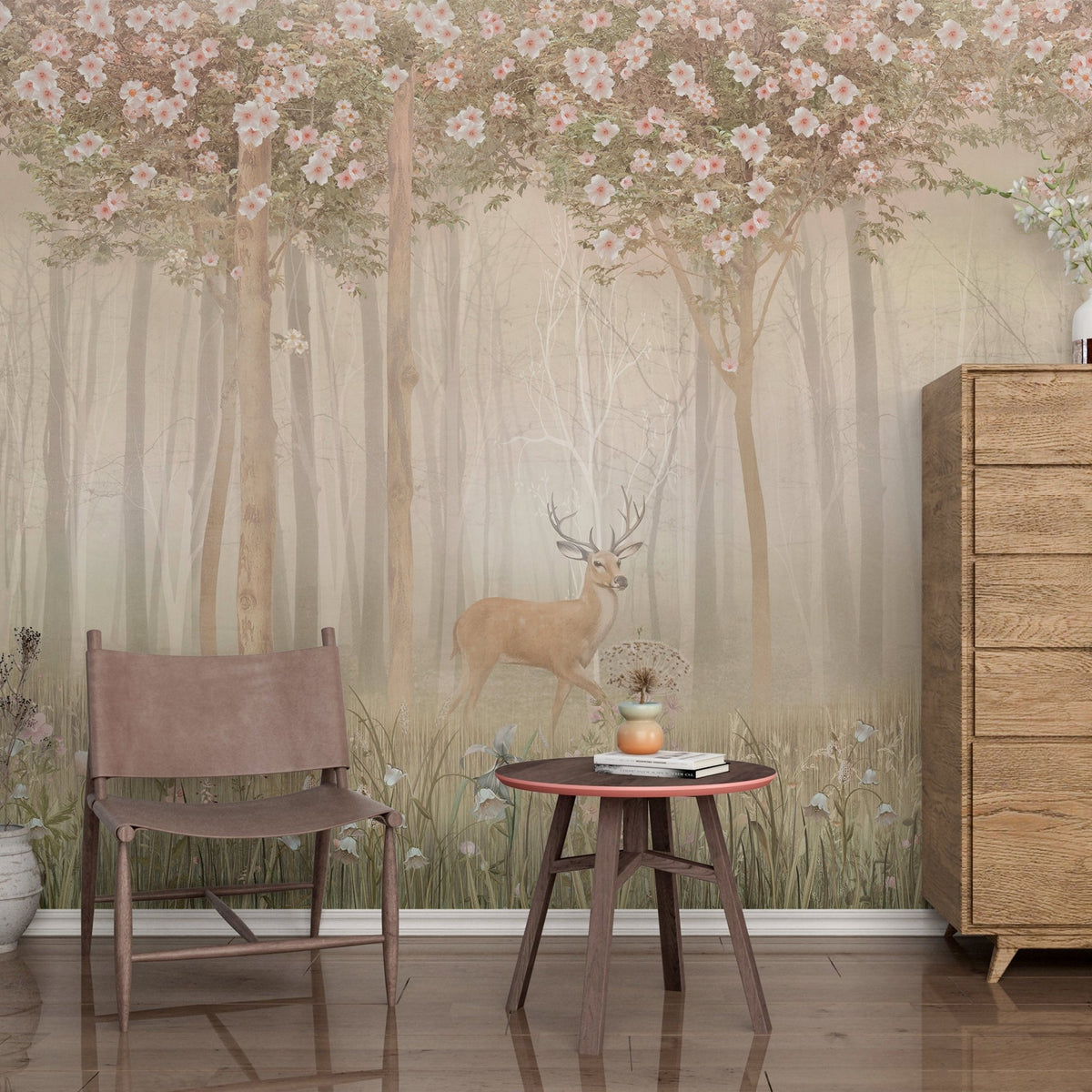 Magic Forest Wallpaper Mural, Trees and Deer, Wallpaper for Kids ...