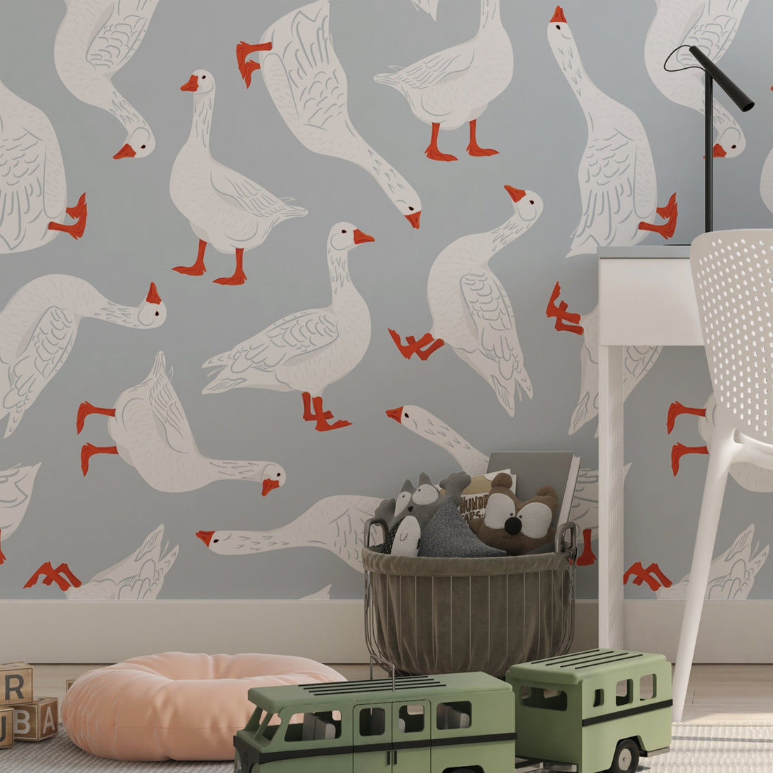 Nursery Wallpaper Goose Wall Mural, Removable Wallpaper, Kids Room ...
