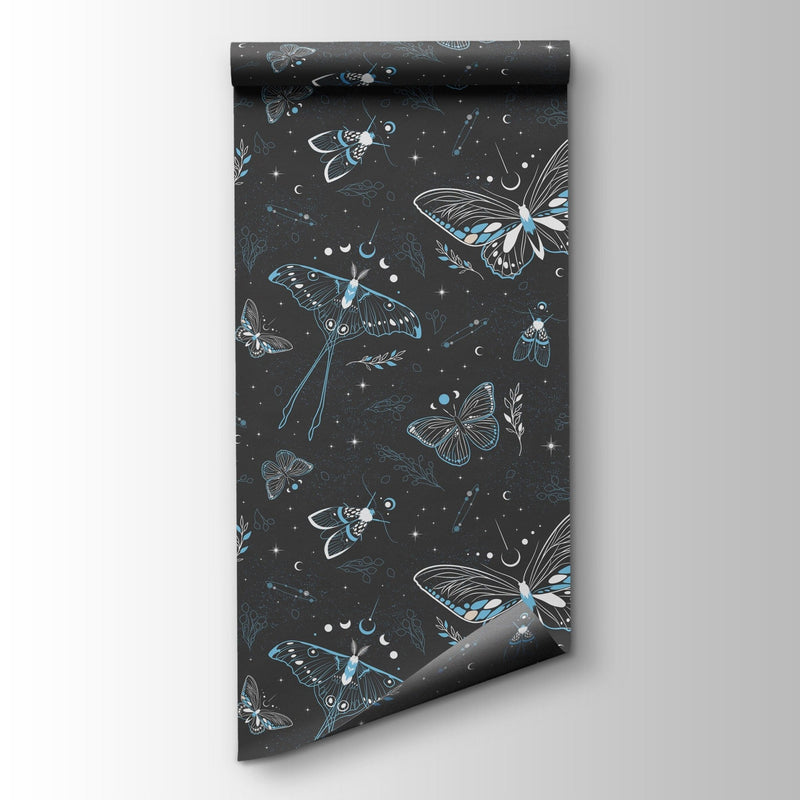 Vintage Butterfly Wallpaper Dark Mural Moths and butterflies, Peel and ...